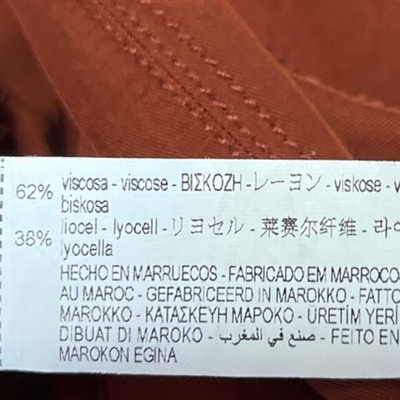 Zara Brown Straight Wide Leg High Waist Drawstring Baggy Trousers Sweat Pants S - Picture 5 of 5